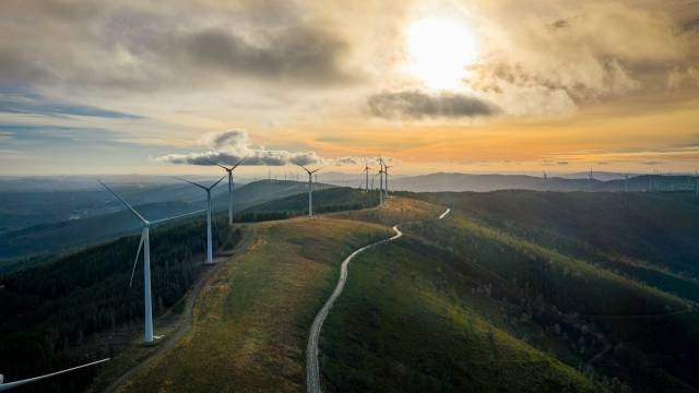 Wind turbines on a hill