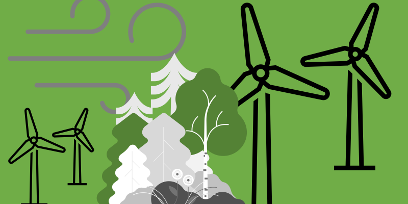 Image of trees and wind turbines