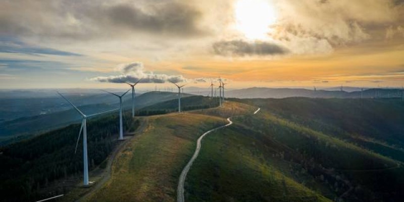 Wind turbines on a hill